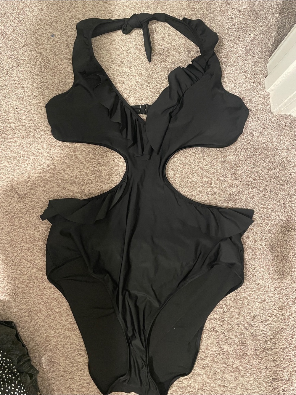 aerie Black Ruffled Cutout One-Piece Swimsuit xxl nwt
